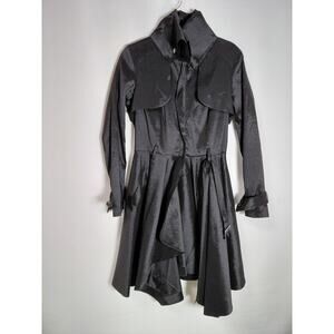 NWT Belle Fare Black Trench Coat Solid Long Sleeve Women Size S